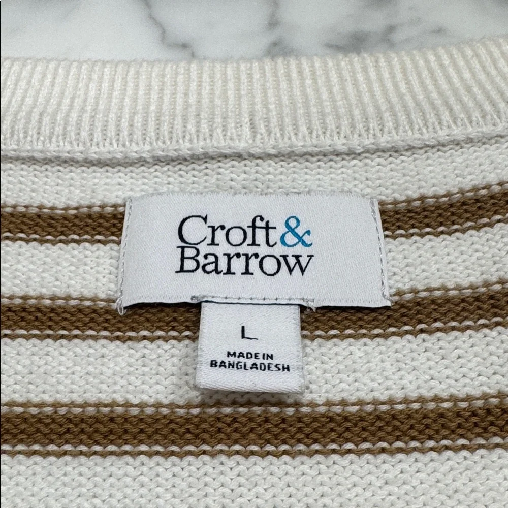 Croft & Barrow Brown and Cream Striped Knit Vest - Picture 3 of 4